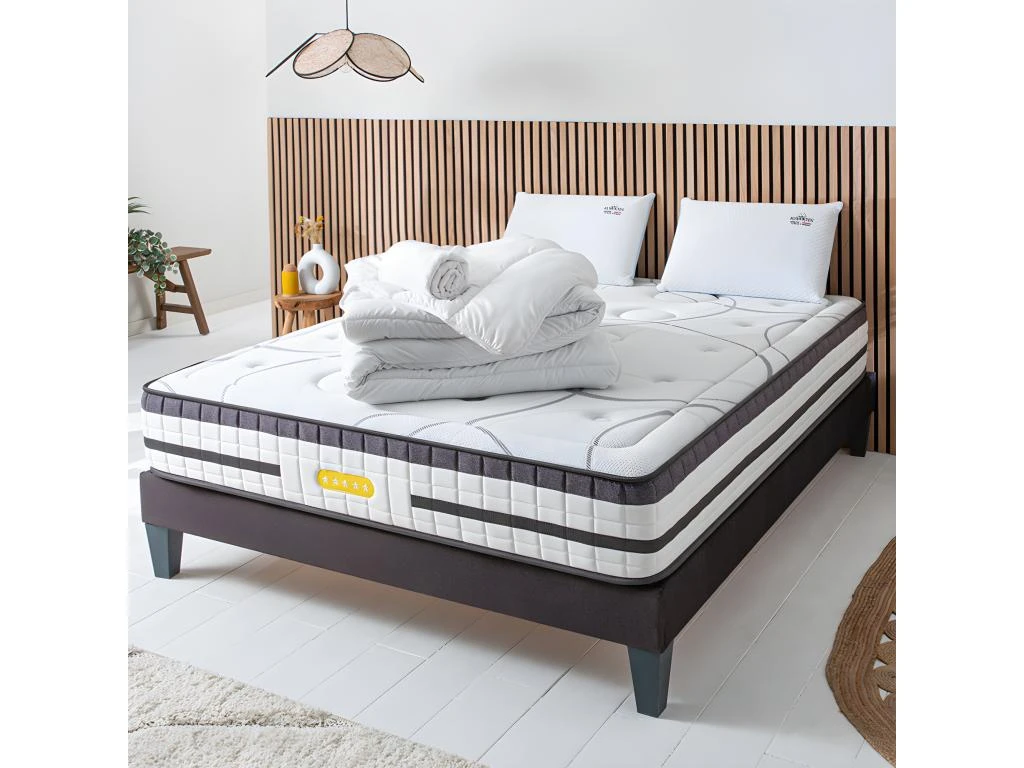 Matelas Concorde Ressorts Ensachés Accueil Mémoire De Forme Ferme+ Sommier + Accessoires - 140x19 4 Matelas Concorde Ressorts Ensachés Accueil Mémoire De Forme Ferme+ Sommier + Accessoires - 140x19 – Image 2