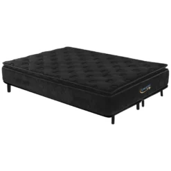 Ensemble 2 Cadres à Lattes 90x200 + Matelas Ressorts Ensachés - BLACK DREAM De DREAMEA PLAY - 180 X 200 Cm