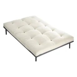Ensemble Cadre à Lattes + Futon 140 X 190 Cm - 100% COTON - SHIVA De DREAMEA - Ecru