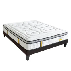 BELLECOUR LITERIE | Ensemble REINA 2.0 160x200 Cm | Matelas Ressorts Ensachés + Sommier Bois | Ferme
