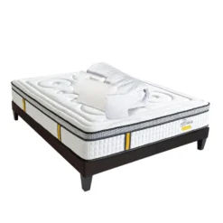 BELLECOUR LITERIE | Pack Prêt à Dormir REINA 2.0 140x190 Cm | Matelas Ressorts Ensachés + Sommier + Accessoires