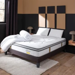 BELLECOUR LITERIE | Pack Prêt à Dormir REINA 2.0 160x200 Cm | Matelas Ressorts Ensachés + Sommier + Accessoires -Sominova Soldes Boutique ensemble matelas sommier 19904153