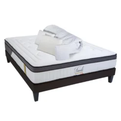 BELLECOUR LITERIE | Pack Prêt à Dormir TIVOLI 140x190 Cm | Matelas Mémoire De Forme + Sommier + Accessoires