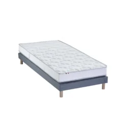 Ensemble Matelas 100% Latex 5 Zones ORIGINEL + Sommier - Spécial Dos Sensible - Fabriqué En France Dimensions - 90 X 200 Cm, Sommier - Bleu Denim