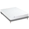 Ensemble Matelas Accueil Latex 3 Zones INITIAL - Bi Confort Mousse & Latex + Sommier - Made In France Dimensions - 140 X 190 Cm, Sommier - Gris Chiné