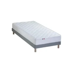 Ensemble Matelas Accueil Latex 3 Zones INITIAL - Bi Confort Mousse & Latex + Sommier - Made In France Dimensions - 90 X 190 Cm, Sommier - Gris Chiné