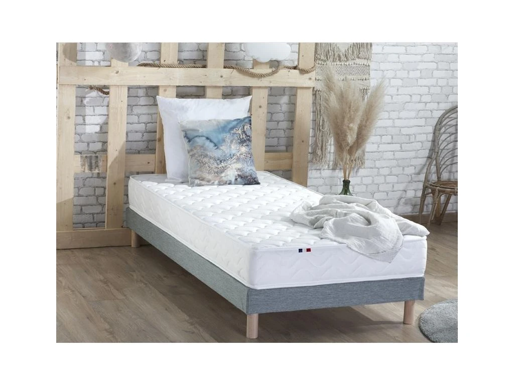 Ensemble Matelas Accueil Latex 3 Zones INITIAL - Bi Confort Mousse & Latex + Sommier - Made In France Dimensions - 90 X 190 Cm, Sommier - Gris Chiné 4 Ensemble Matelas Accueil Latex 3 Zones INITIAL - Bi Confort Mousse & Latex + Sommier - Made In France Dimensions - 90 X 190 Cm, Sommier - Gris Chiné – Image 2