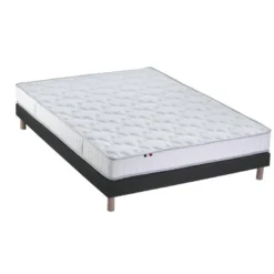 Ensemble Matelas 100% Latex 5 Zones ORIGINEL + Sommier - Spécial Dos Sensible - Fabriqué En France Dimensions - 140 X 190 Cm, Sommier - Noir