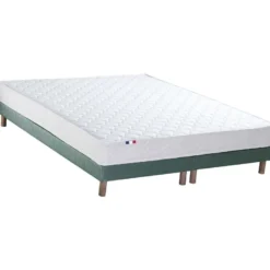 Ensemble Matelas Accueil Latex 3 Zones INITIAL - Bi Confort Mousse & Latex + Sommier - Made In France Dimensions - 2x80 X 200 Cm, Sommier - Vert Celadon