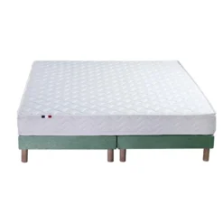 Ensemble Matelas Accueil Latex 3 Zones INITIAL - Bi Confort Mousse & Latex + Sommier - Made In France Dimensions - 2x80 X 200 Cm, Sommier - Vert Celadon -Sominova Soldes Boutique ensemble matelas sommier 21015473