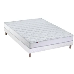 Ensemble Matelas 100% Latex 5 Zones ORIGINEL + Sommier - Spécial Dos Sensible - Fabriqué En France Dimensions - 140 X 190 Cm, Sommier - Blanc