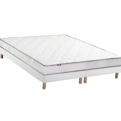 Ensemble Matelas 100% Latex 5 Zones ORIGINEL + Sommier - Spécial Dos Sensible - Fabriqué En France Dimensions - 2x80 X 200 Cm, Sommier - Blanc