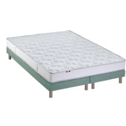 Ensemble Matelas 100% Latex 5 Zones ORIGINEL + Sommier - Spécial Dos Sensible - Fabriqué En France Dimensions - 2x80 X 200 Cm, Sommier - Vert Celadon