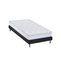 Ensemble Matelas 100% Latex 5 Zones ORIGINEL + Sommier - Spécial Dos Sensible - Fabriqué En France Dimensions - 90 X 200 Cm, Sommier - Noir