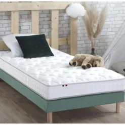 Ensemble Matelas 100% Latex 3 Zones PURE + Sommier - Fabriqué En France Dimensions - 90 X 190 Cm, Sommier - Vert Celadon