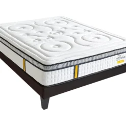 BELLECOUR LITERIE | Ensemble REINA 2.0 140x190 Cm | Matelas Ressorts Ensachés + Sommier Bois | Ferme