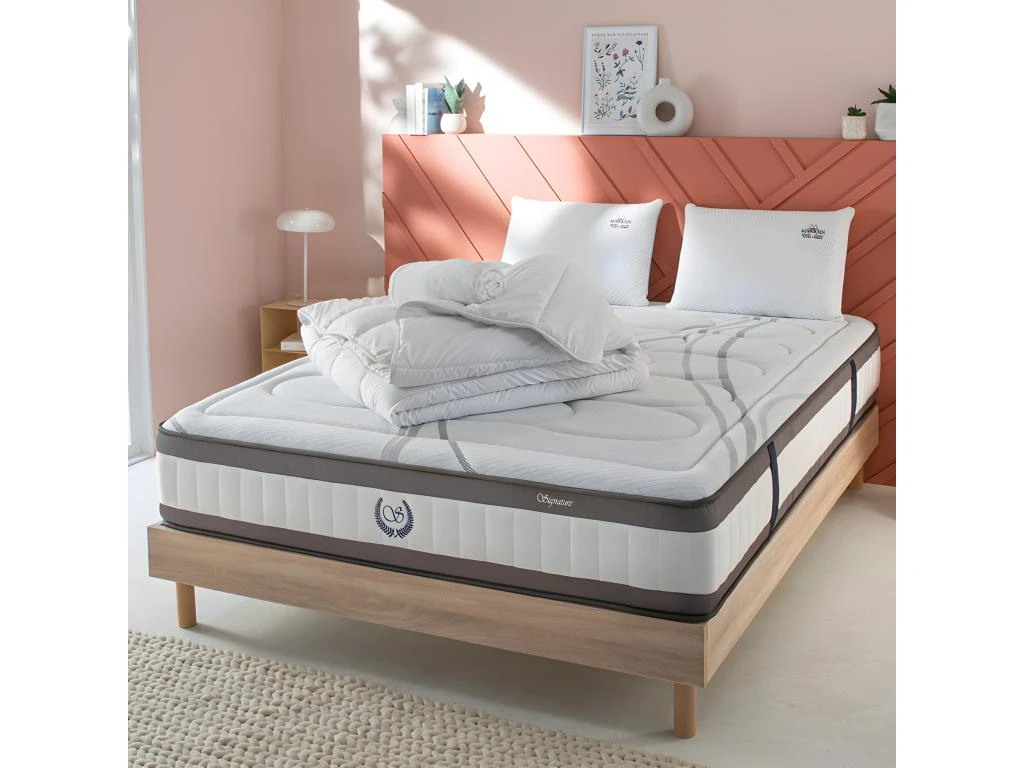 Ensemble Matelas Signature Ressorts Ensachés Accueil Mémoire + Sommier + Accessoires - 160 X 200 4 Ensemble Matelas Signature Ressorts Ensachés Accueil Mémoire + Sommier + Accessoires - 160 X 200 – Image 2