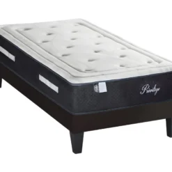 BELLECOUR LITERIE | Ensemble PRIVILEGE 90x200 Cm | Matelas Ressorts Ensachés + Sommier Bois | Ferme