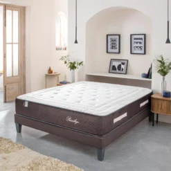 BELLECOUR LITERIE | Ensemble PRIVILEGE 200x200 Cm | Matelas Ressorts Ensachés + Sommier Bois | Ferme -Sominova Soldes Boutique ensemble matelas sommier 22080771