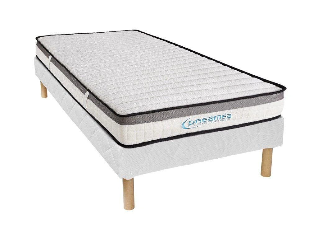 Ensemble Sommier + Matelas 90 X 190 Cm Mousse Mémoire De Forme ép.19cm - ORTHOMEMORY II De DREAMEA 3 Ensemble Sommier + Matelas 90 X 190 Cm Mousse Mémoire De Forme ép.19cm - ORTHOMEMORY II De DREAMEA