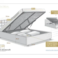 Ensemble Lit Diva Coffre Lin Gris 140 + Matelas Nuage 24 Cm -Sominova Soldes Boutique ensemble matelas sommier 8971987