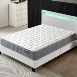 Ensemble Matelas Ressorts Ensachés + Lit Avec Tête De Lit 140x190cm-Epaisseur 25cm Accueil Mémoire