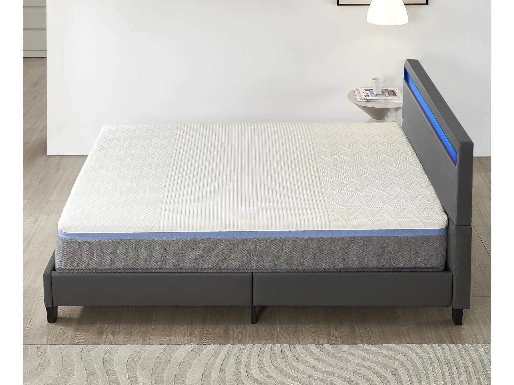 Ensemble Matelas Mousse + Lit Avec Tête De Lit 140x200cm Epaisseur 28cm Souple Accueil Latex Naturel 5 Ensemble Matelas Mousse + Lit Avec Tête De Lit 140x200cm Epaisseur 28cm Souple Accueil Latex Naturel – Image 3