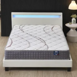 Ensemble Matelas Ressorts Ensachés + Lit Avec Tête De Lit 140x200cm-Epaisseur 25cm Accueil MousseHD -Sominova Soldes Boutique ensemble matelas sommier 9188275