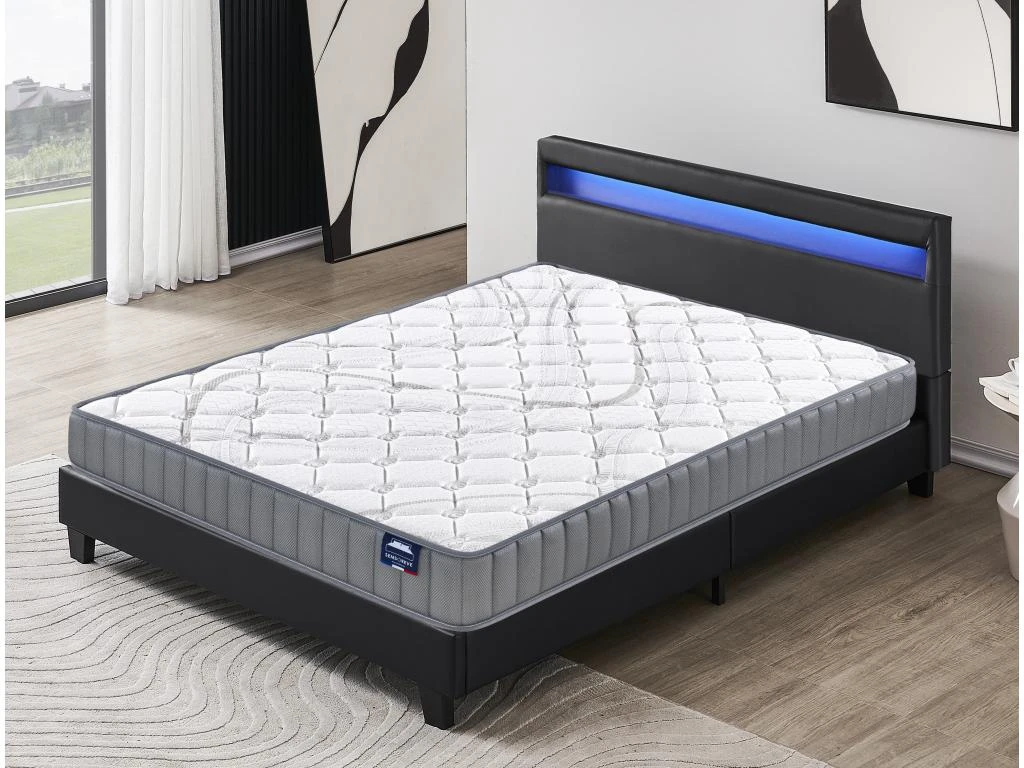 Ensemble Matelas Mousse + Lit Avec Tête De Lit 120x190 Cm, 22cm D’épaisseur Accueil Latex Naturel 3 Ensemble Matelas Mousse + Lit Avec Tête De Lit 120x190 Cm, 22cm D’épaisseur Accueil Latex Naturel