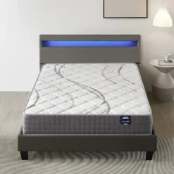 Ensemble Matelas Ressorts Ensachés + Lit Avec Tête De Lit 160x200cm-Epaisseur 25cm Accueil MousseHD -Sominova Soldes Boutique ensemble matelas sommier 9189755