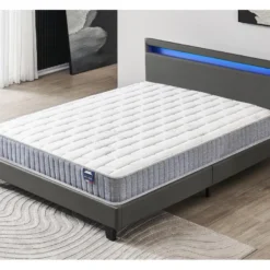 Ensemble Matelas Ressorts Ensachés + Lit Avec Tête De Lit 140x200cm-Epaisseur 25cm Accueil Mémoire