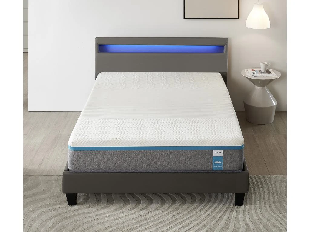 Ensemble Matelas Mousse + Lit Avec Tête De Lit 140x190cm Epaisseur 28cm Equilibré Accueil Latex 4 Ensemble Matelas Mousse + Lit Avec Tête De Lit 140x190cm Epaisseur 28cm Equilibré Accueil Latex – Image 2