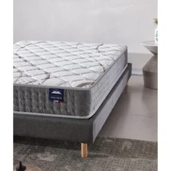 Ensemble Matelas Ressorts + Sommier 180x200cm, Essem 25cm D’épaisseur Et Sommier Tissu Gris -Sominova Soldes Boutique ensemble matelas sommier 9257767