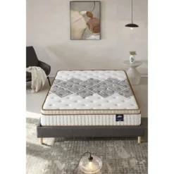 Ensemble Matelas Ressorts + Sommier 140x190cm, Errakis 28cm D’épaisseur Et Sommier Tissu Gris -Sominova Soldes Boutique ensemble matelas sommier 9257883