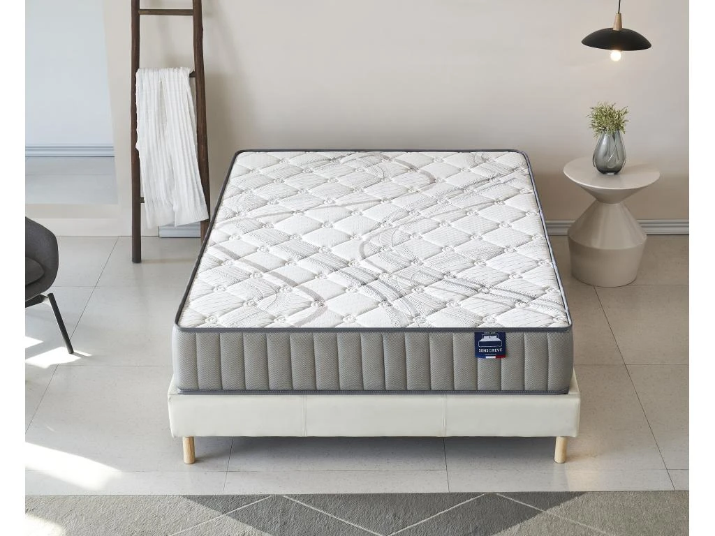 Ensemble Matelas Sirius + Sommier Tissu 140x200 Cm, Sirius 22cm D’épaisseur Et Sommier Tissu Blanc 5 Ensemble Matelas Sirius + Sommier Tissu 140x200 Cm, Sirius 22cm D’épaisseur Et Sommier Tissu Blanc – Image 3