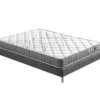 Ensemble Matelas Ressorts + Sommier 140x190cm, Eliha 20cm D’épaisseur Et Sommier Tissu Gris
