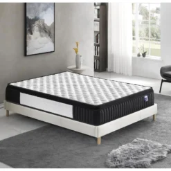 Ensemble Matelas Ressorts + Sommier 160x200cm, Elekctra 30cm D’épaisseur Et Sommier Tissu Blanc -Sominova Soldes Boutique ensemble matelas sommier 9258041