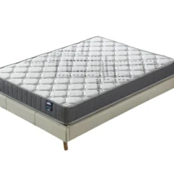 Ensemble Matelas Ressorts + Sommier 160x200cm, Eliha 20cm D’épaisseur Et Sommier Tissu Blanc
