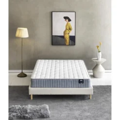 Ensemble Matelas Ressorts + Sommier 160x200cm, Galice 25cm D’épaisseur Et Sommier Tissu Blanc -Sominova Soldes Boutique ensemble matelas sommier 9258173