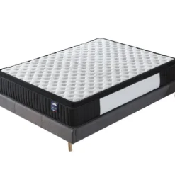 Ensemble Matelas Ressorts + Sommier 160x200cm, Elekctra 30cm D’épaisseur Et Sommier Tissu Gris