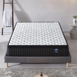 Ensemble Matelas Ressorts + Sommier 160x200cm, Elekctra 30cm D’épaisseur Et Sommier Tissu Gris -Sominova Soldes Boutique ensemble matelas sommier 9258283