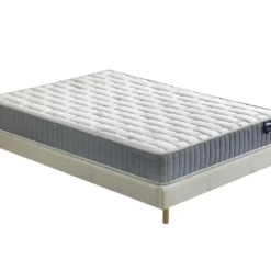 Ensemble Matelas Ressorts + Sommier 140x190cm, Galice 25cm D’épaisseur Et Sommier Tissu Blanc