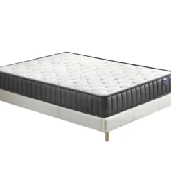 Ensemble Matelas Mousse + Sommier 140x190 Cm, Orionis 22cm D’épaisseur Et Sommier Tissu Blanc