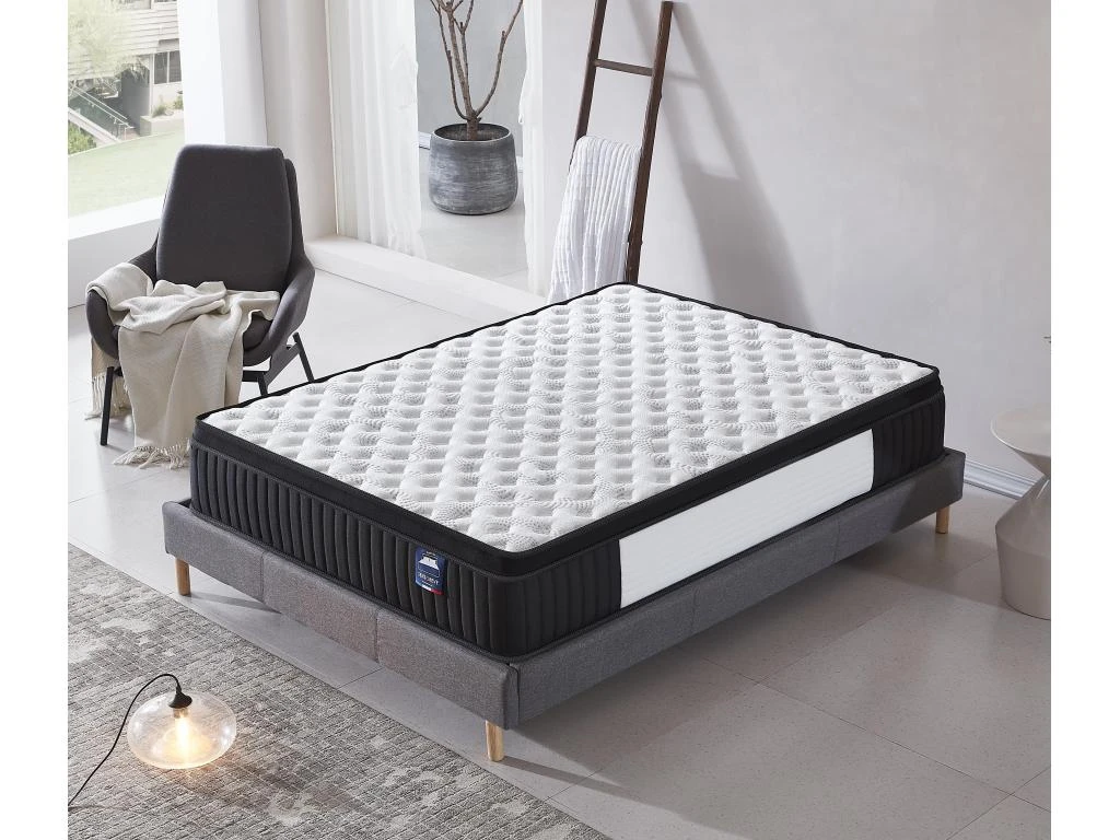 Ensemble Matelas Ressorts + Sommier 140x190cm, Elekctra 30cm D’épaisseur Et Sommier Tissu Gris 4 Ensemble Matelas Ressorts + Sommier 140x190cm, Elekctra 30cm D’épaisseur Et Sommier Tissu Gris – Image 2