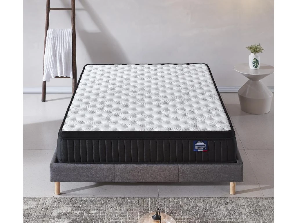 Ensemble Matelas Ressorts + Sommier 140x190cm, Elekctra 30cm D’épaisseur Et Sommier Tissu Gris 5 Ensemble Matelas Ressorts + Sommier 140x190cm, Elekctra 30cm D’épaisseur Et Sommier Tissu Gris – Image 3