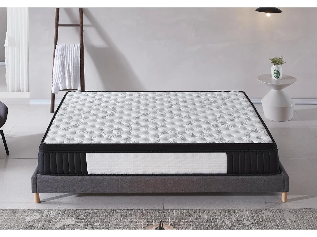 Ensemble Matelas Ressorts + Sommier 140x190cm, Elekctra 30cm D’épaisseur Et Sommier Tissu Gris 6 Ensemble Matelas Ressorts + Sommier 140x190cm, Elekctra 30cm D’épaisseur Et Sommier Tissu Gris – Image 4
