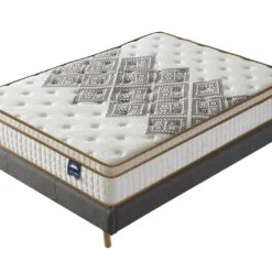 Ensemble Matelas Ressorts + Sommier 160x200cm, Errakis 28cm D’épaisseur Et Sommier Tissu Gris