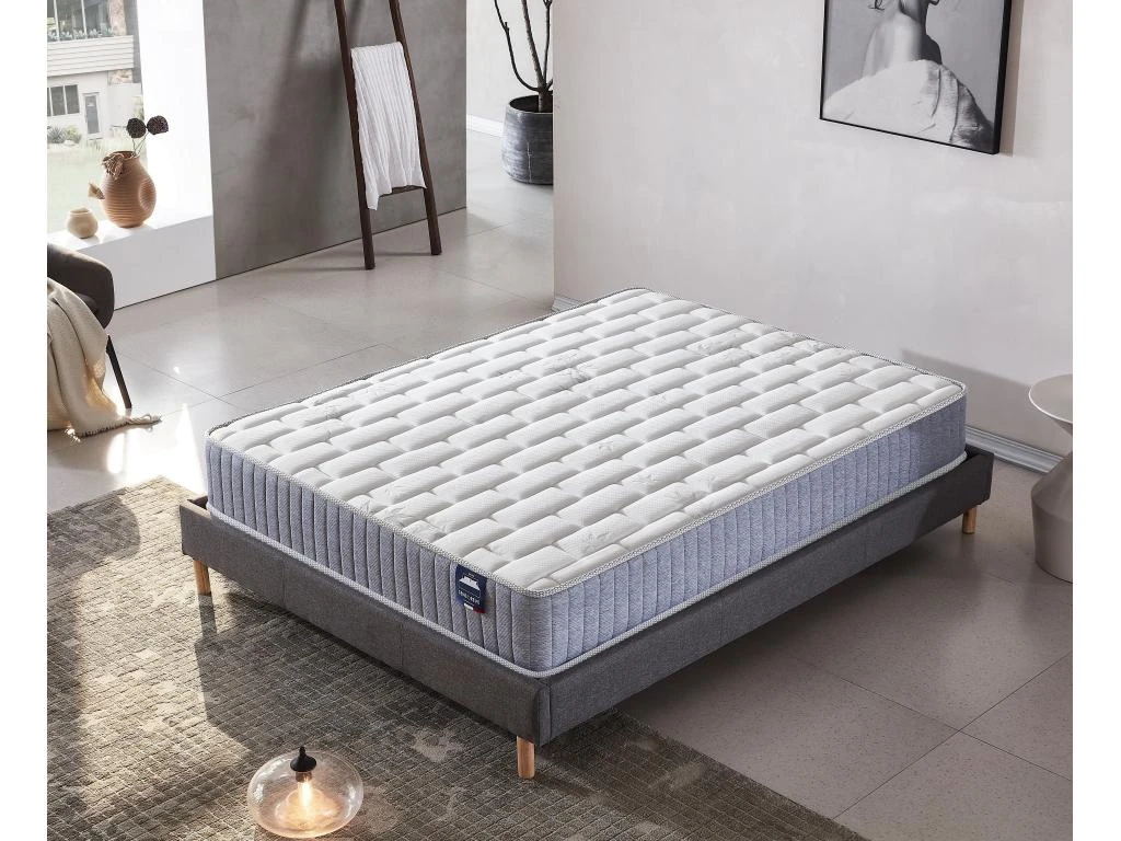 Ensemble Matelas Ressorts + Sommier 120x190cm, Galice 25cm D’épaisseur Et Sommier Tissu Gris 4 Ensemble Matelas Ressorts + Sommier 120x190cm, Galice 25cm D’épaisseur Et Sommier Tissu Gris – Image 2