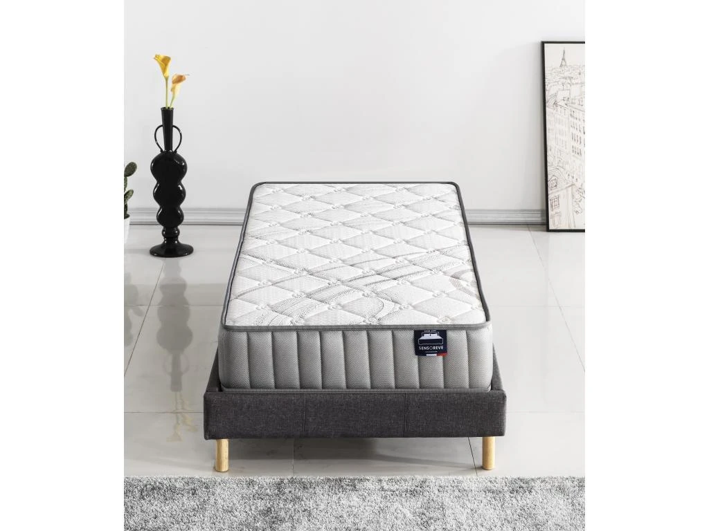Ensemble Matelas Latex + Sommier Tissu 90x190 Cm, Sirius 22cm D’épaisseur Et Sommier Tissu Gris 6 Ensemble Matelas Latex + Sommier Tissu 90x190 Cm, Sirius 22cm D’épaisseur Et Sommier Tissu Gris – Image 4