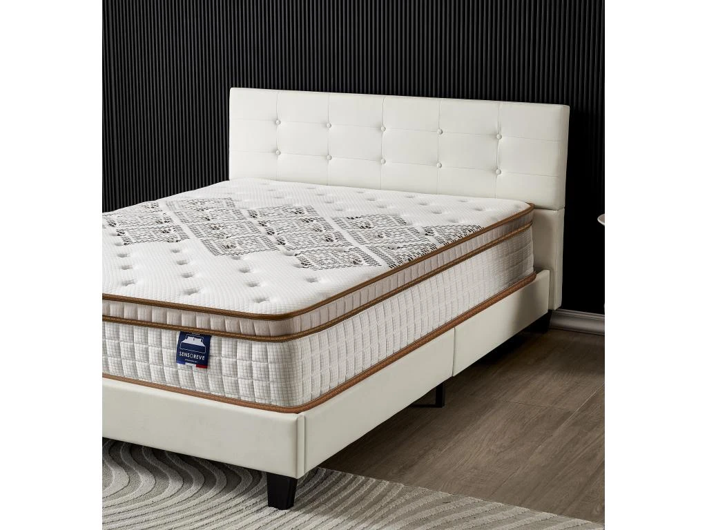Ensemble Matelas + Lit Avec Tête De Lit 140x190 Cm, Essem 25cm D’épaisseur Mousse Haute Densité 6 Ensemble Matelas + Lit Avec Tête De Lit 140x190 Cm, Essem 25cm D’épaisseur Mousse Haute Densité – Image 4